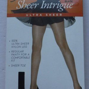 Sheer Intrigue Ultra Sheer Pantyhose 2 packs Non Control Top Midnight Black E